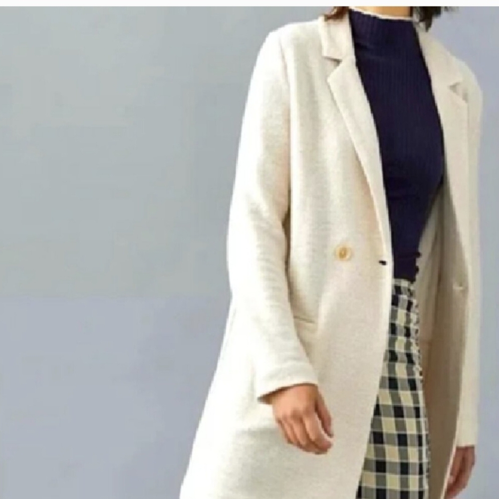 Anthropologie Cream Textured Blazer
